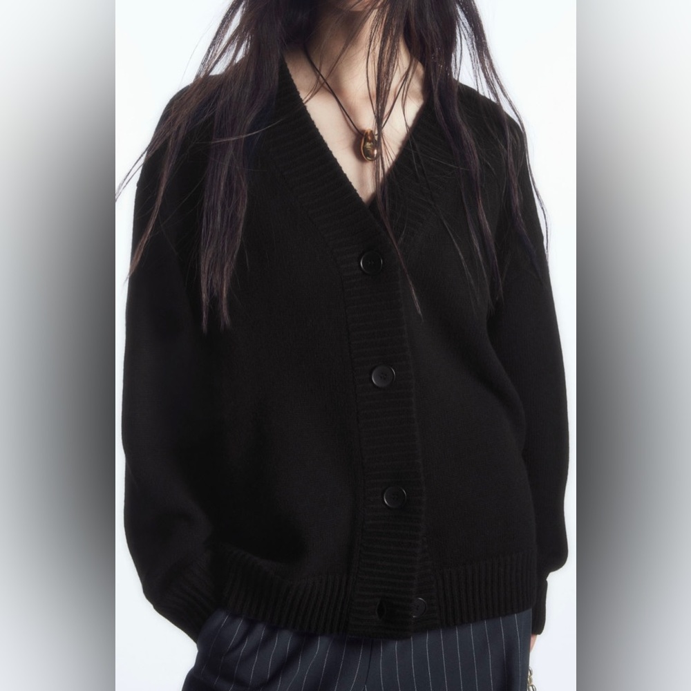 COS Black Cardigan Sweater